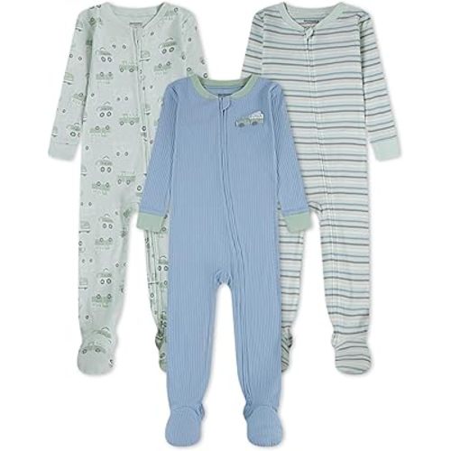 HUGGIES unisex-baby 3-pack Footed Coverall Pajamas