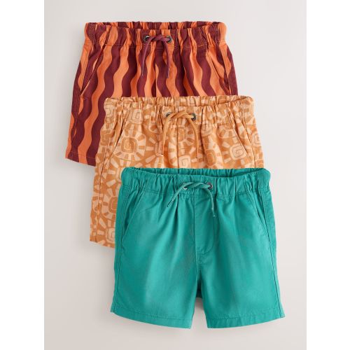Green/Orange/Stripe Pull On Shorts 3 Pack (3mths-7yrs)