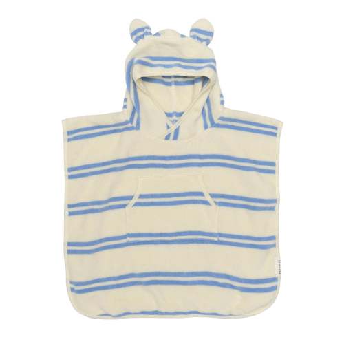 Kids Beach Poncho Towel - Sammy the Seagull Blue Stripe