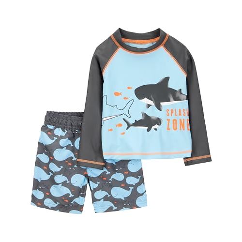 Simple Joys by Carter's Toddlers and Baby Boys' Swimsuit Trunk and Rashguard Set