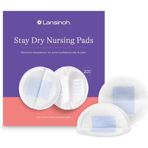 Lansinoh Stay Dry Disposable Nursing Pads, Soft and Super Absorbent Breast Pads, Breastfeeding Essentials for Moms, 200 Count