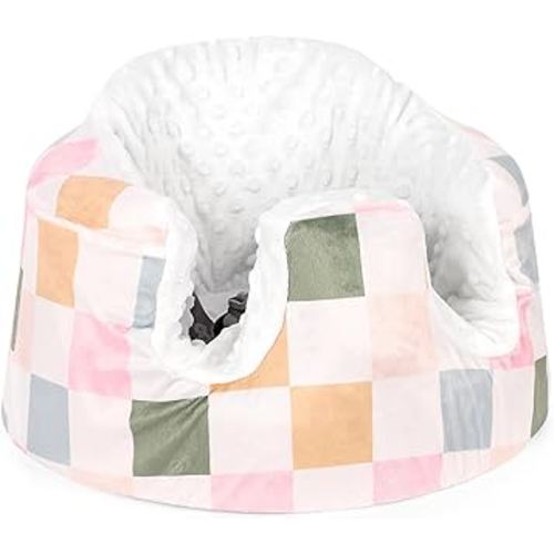 DILIMI Minky Seat Cover Compatible with Bumbo Seat, Removable Ultra Soft Comfortable Warm Seat Slipcover for Baby Girl and Boy, Colorful Checkered