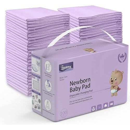 Enhanced Disposable Baby Changing Pad Liners 100 Pack, Purple