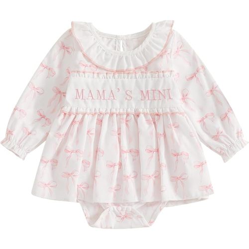 MoZiKQin Baby Girl Ruffle Romper Newborn Dress Long Sleeve Letter Bowknot Doll Collar Bodysuit Skirt Cute Spring Clothes