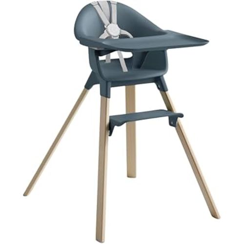 Stokke Clikk High Chair, Fjord Blue - All-in-One High Chair with Tray + Harness - Light, Durable & Travel Friendly - Ergonomic with Adjustable Features - Best for 6-36 Months or Up to 33 lbs