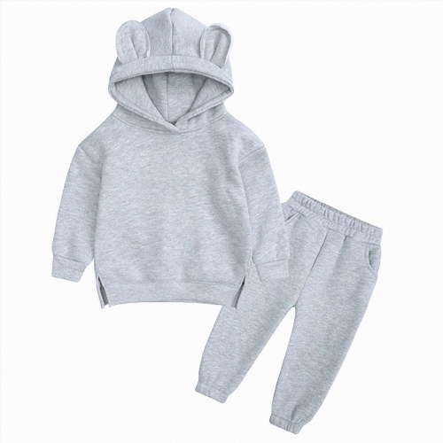 Baby Toddler Boys Fall Clothing Set Little Winter Solid Color Long Sleeve Pocket 1T 2T 3T 4T 5T 6T Everyday Outfit 2Pcs Jogger Outfits Set Fleece Hooded + Sweatpants Boys Girls Athletic Sweatsuits