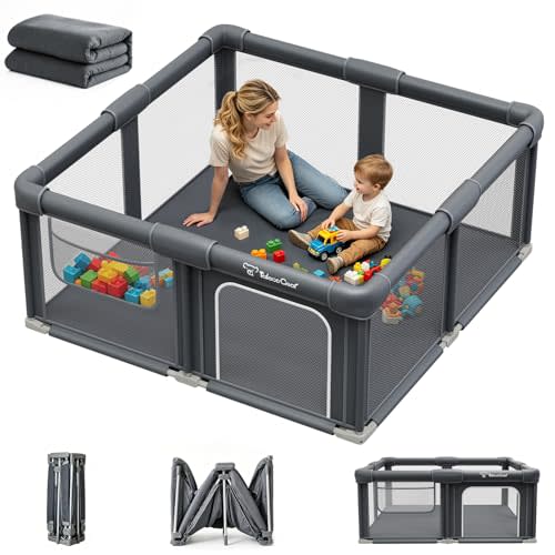 Foldable Baby Playpen, 50"x50" Playpen for Babies and Toddlers, Portable Play Yard with Mat, Baby Fence Play Area, Anti-Slip Pack and Play, Extra Large Play Pen Indoor Outdoor Kids Activity Center