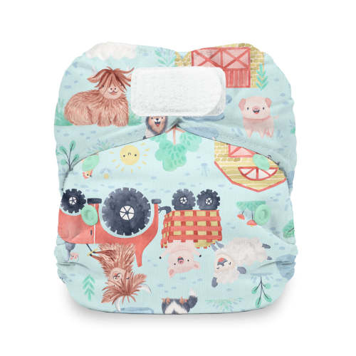 Thirsties Natural Newborn All-in-One: “Ferm Stockin” print - Hook and Loop Closure
