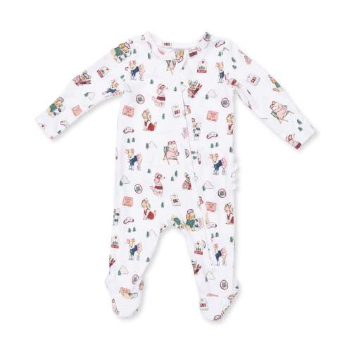 Winter Sports Dogs Pink - 2 Way Ruffle Back Zipper Footie – Angel Dear