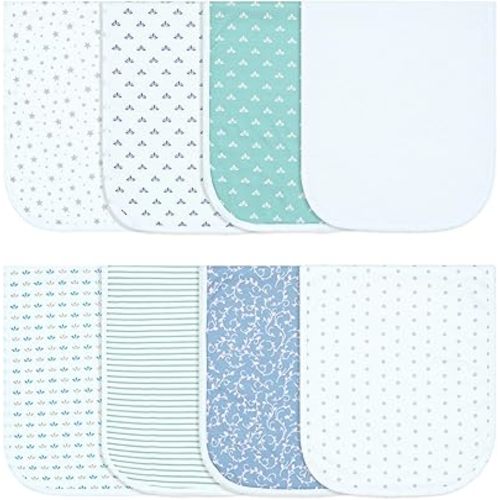 Hakochia Burp Cloths for Baby Boy & Girl Organic Cotton Large Unisex Burp Clothes Extra Absorbent Soft Neutral Burping Rags Spit Up Cloth Sets for Newborns 8 Pack