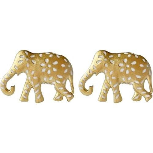 Unique Elephant Metal Cabinet Knobs, Set of 2, Hand-Painted Drawer Pulls with Mounting Screws, Decorative Dresser Handles for Cabinets, Closets, Doors, Home Décor