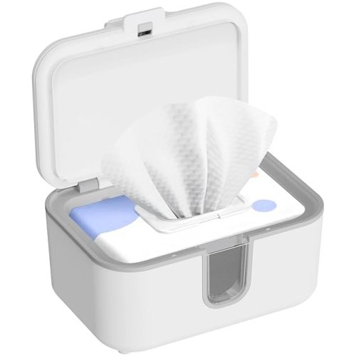 Baby Wipes Warmer, Diaper Wipe Warmer with Night Light, White