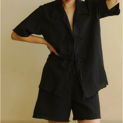 TRIPLE MUSLIN NURSING TOP & SHORTS SET