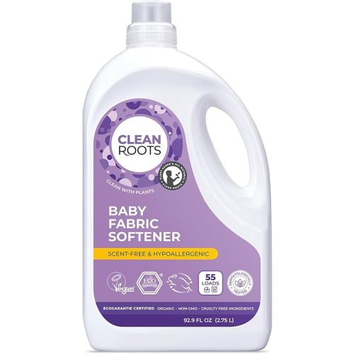 Baby Fabric Softener – EcoGarantie Certified, 100% Plant-Based Formula, Made with Organic Ingredients, Scent-Free & Hypoallergenic – 55 Loads, 92.9 fl oz (2.75 L)