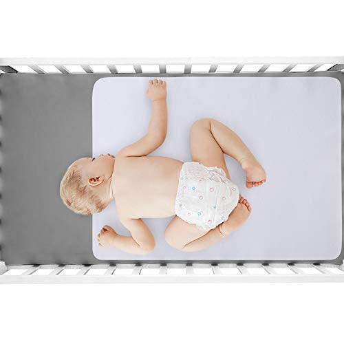 CAROMIO Waterproof Crib Mattress Protector Pad, 27"x39", Gray, Super Water Resistant, Cotton, Flannel, Machine Wash, Crib Size, Mattress Protector