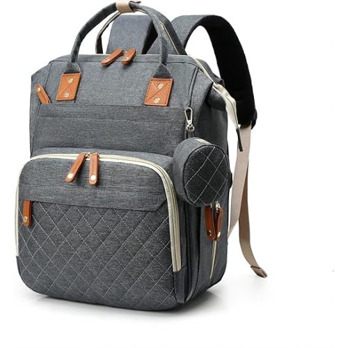 Diaper Bag Backpack,Large Capacity & Waterproof Baby Diaper Bag with USB Charging Port,Insulated Bottle Pockets & Stroller Straps,Multifunctional Travel Backpack for Moms & Dads,Dark Gray