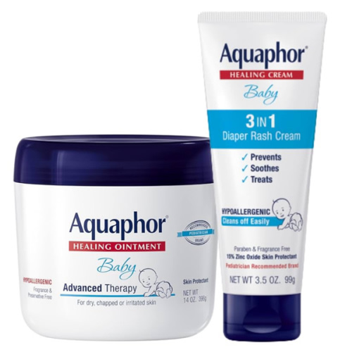 Aquaphor Baby Healing Ointment (14 Oz) + 3-in-1 Diaper Rash Cream (3.5 Oz), Hypoallergenic and Fragrance Free Skin Care Set for Babies