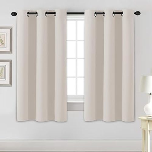 H.VERSAILTEX Blackout Curtains for Bedroom Thermal Insulated Room Darkening Living Room Curtains 63 Inch Long Grommet Privacy Protection Window Curtain Panels/Drapes for Nursery,2 Panels,Ivory/Cream
