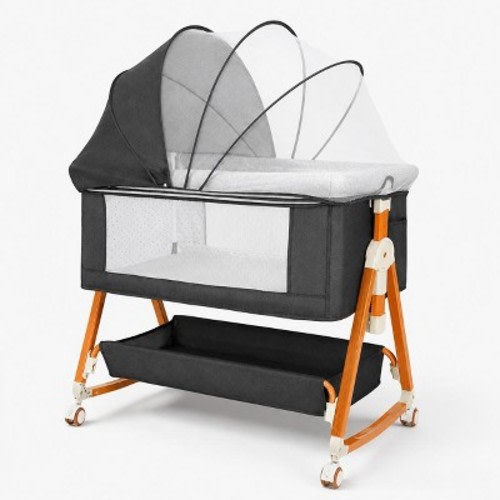 Baby Bassinet Bedside Sleeper, Portable 3-in-1 Design,Dark Grey