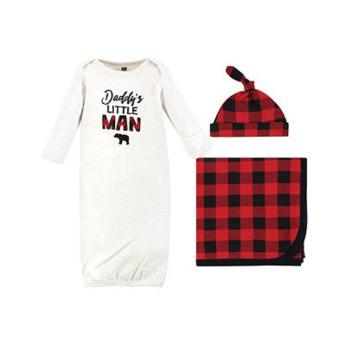 Baby Boys Hudson Gown, Swaddle Blanket and Cap or Headband
