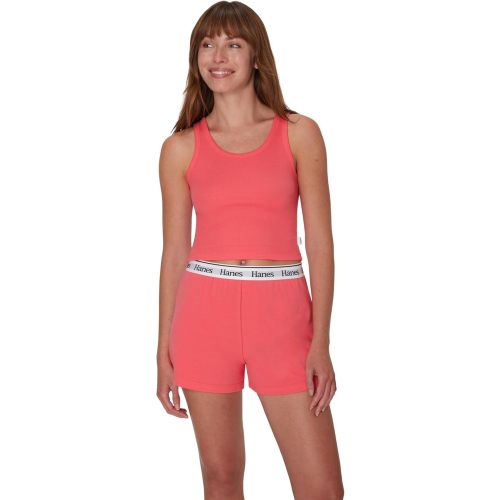 Hanes Women's Originals Comfywear Rib Crop Tank and Sleep Shorts, 2-Piece Set