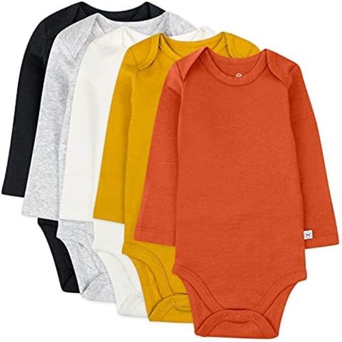 HonestBaby Baby Boys' 5-pack Long Sleeve Bodysuits One-piece 100% Organic Cotton for Infant Baby Boys', Unisex