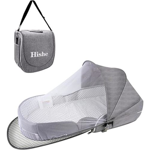 Baby Travel Bassinet Portable Bassinets: Foldable Lightweight Travel Pod Infant Bassinet with Mosquito and Canopy Outdoor Newborn Essentials Gift