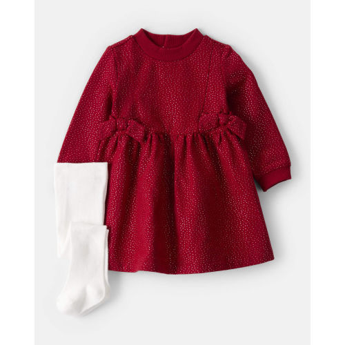 Baby Girl DayDream Fleece Bow Glitter Dress Set - Red - Carter's | Carter's