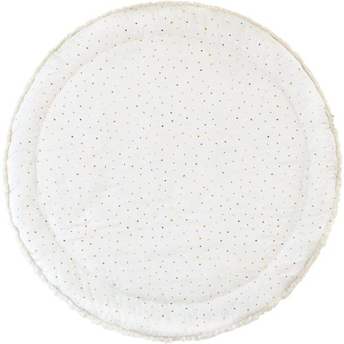 MakeMake Organics Organic Play Mat GOTS Certified Organic Cotton Nursery Floor Rug Washable Reversible Non Toxic Activity Mat Tummy Time Crawling Pad Thick Quilted (Round 48", Safari)