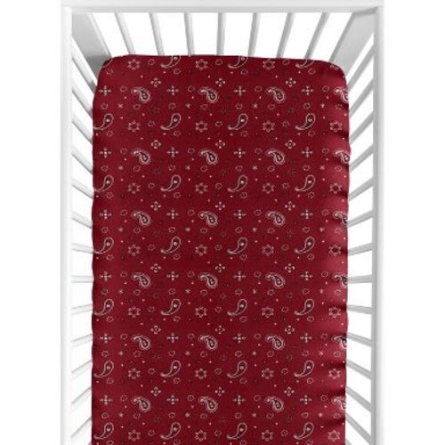 Sweet Jojo Designs Boy Baby Fitted Crib Sheet Wild West Cowboy Red