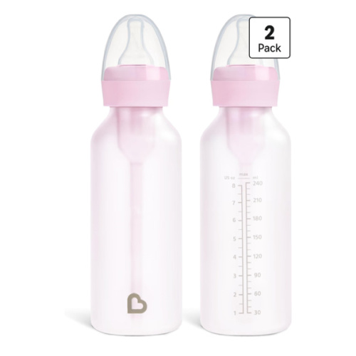 Amazon.com: Munchkin Bond Silicone Coated Glass Baby Bottles - Anti-Colic Feeding System with Natural Feel Nipples, 8 Ounce, 2 Pack, Pink