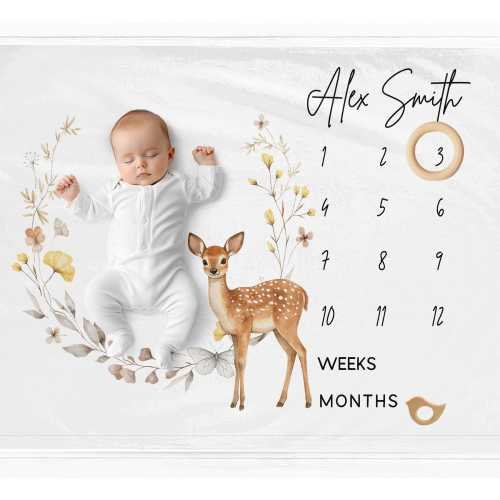 Personalised Month Blanket: Custom Baby Milestone Gift