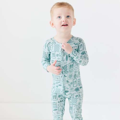 Summer Block Blue Zip Romper