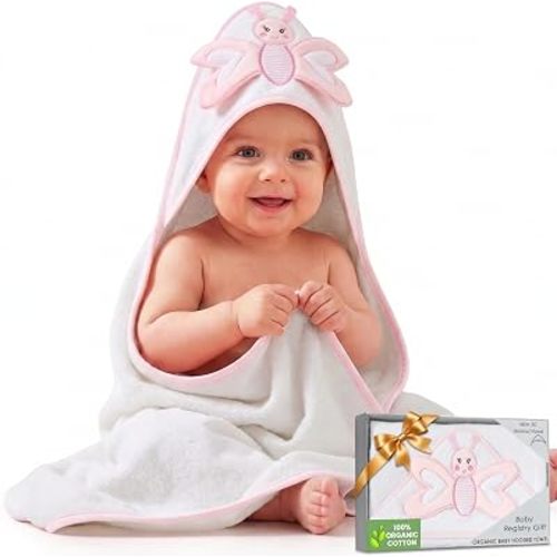100% Organic Cotton Hooded Baby Bath Towels Ultra-Soft 33x33 in