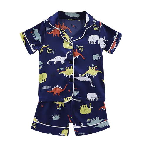 Fesfesfes Toddler Boys Dinosaur Pajamas, T-Shirt and Shorts Sleepwear Set, Sizes 1-6 Years