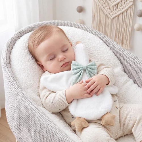 Goose Lovey Blanket with Bow, Baby Security Blanket for Newborn