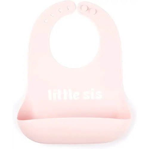 Baby Bib for Eating by Bella Tunno, Waterproof Silicone Bib with Large Food Catcher, Adjustable Fit for Babies 4-12 months & Toddlers 1-3 Years, Boys & Girls, Little Sis