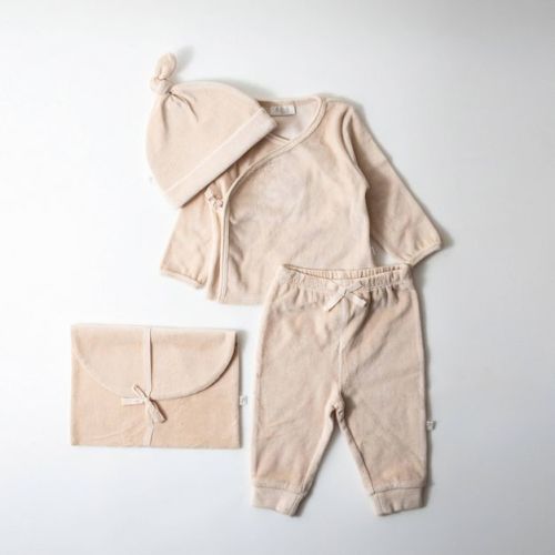 Picolette by Olivia Culpo Baby 4pc Velour Gift Set - Beige 0-3M : Target