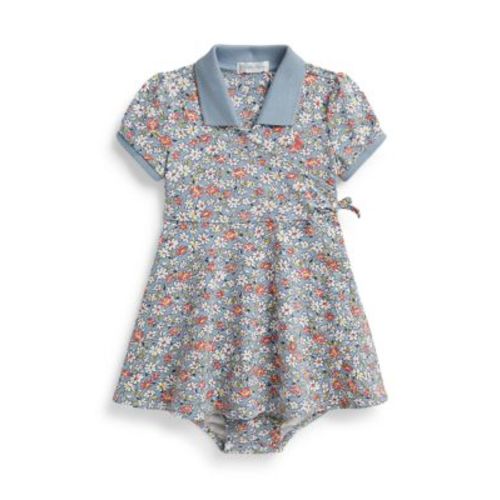 Baby Girls Floral Mesh Faux-Wrap Dress & Bloomer