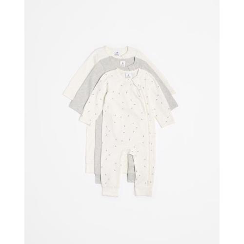 Baby Organic Cotton Zip Footless Coveralls 3 Pack