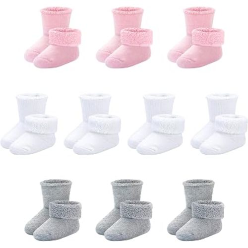 Lot de 10 paires de chaussettes en coton éponge pour bébé de 0 à 3 mois