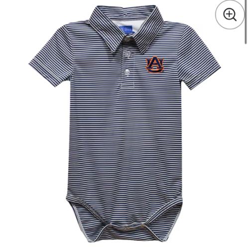 Auburn Tigers Vive La Fete Infant Polo Pencil Stripe Bodysuit - Navy