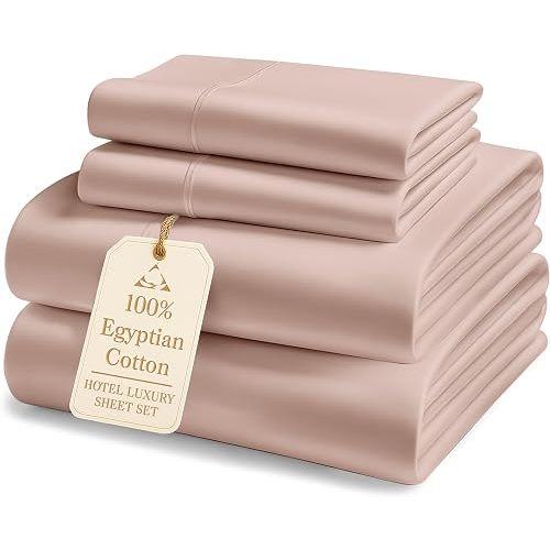 Lane Linen 1000 TC 100% Egyptian Cotton King Bed Sheets Set - Sepia Rose