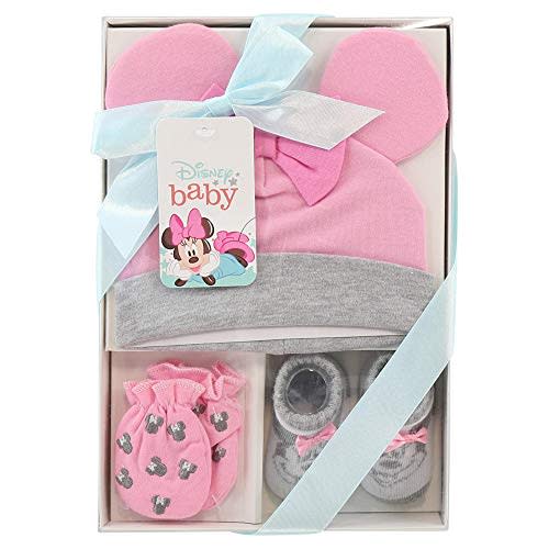Disney Baby Girls' Minnie Mouse Take Me Home Layette Gift Set - 3 Piece Hat, Booties, and Mittens (Newborn)