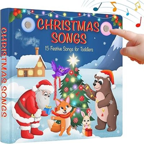 LEARNING BUGS Christmas Songs – Sing Along with 15 Festive Holiday Tunes, Musical Book for Toddlers, 28-Button Music Book, Musical Toys for Toddlers 1-3