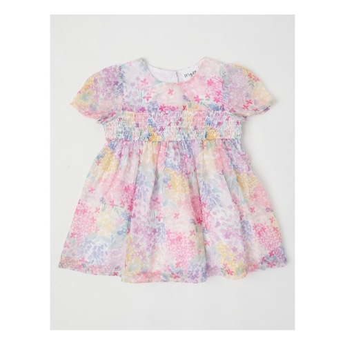 Amelie Newborn Shirred Dress in Multi