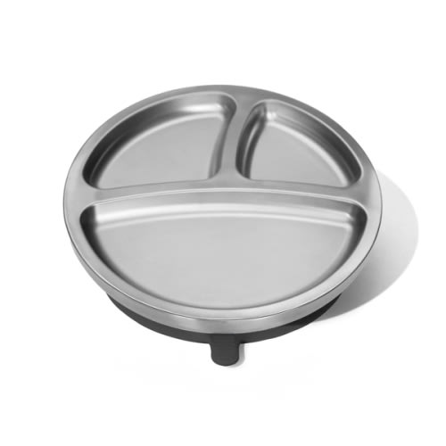 Avanchy Baby Round Divided Plate in Grey