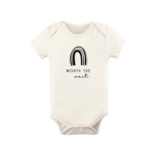 Baby Worth the Wait Rainbow Organic Cotton Bodysuit, 0-3M- Only 2 left, Natural