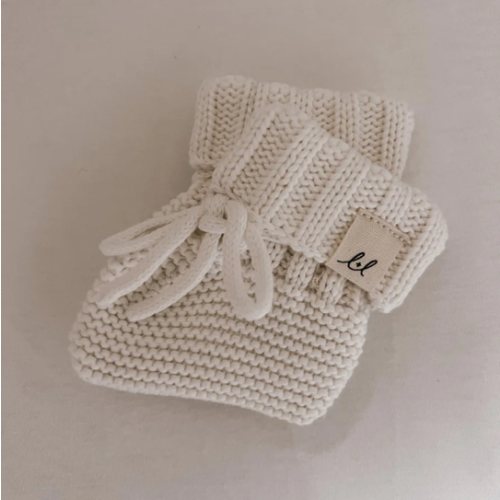 Cotton Booties (White, 3-6M)