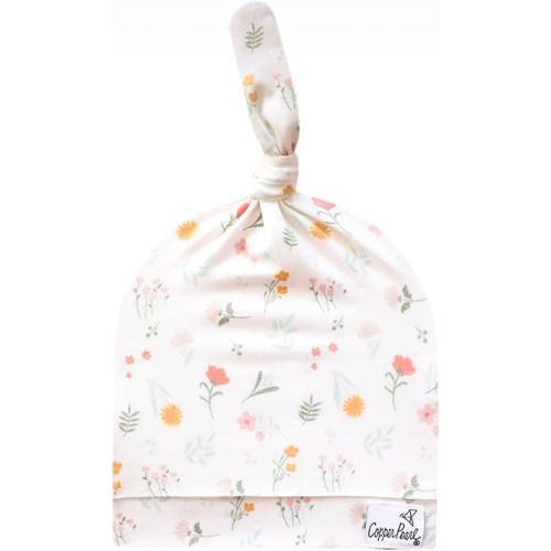 Copper Pearl Baby Beanie Hat Top Knot Stretchy Soft Mabel